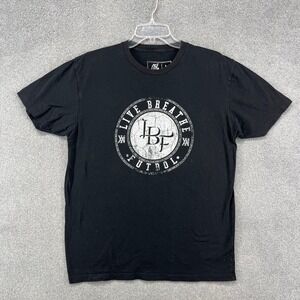 LBF Live Breathe‎ Futbol Black Graphic T Shirt Mens Size Large Soccer Sportswear